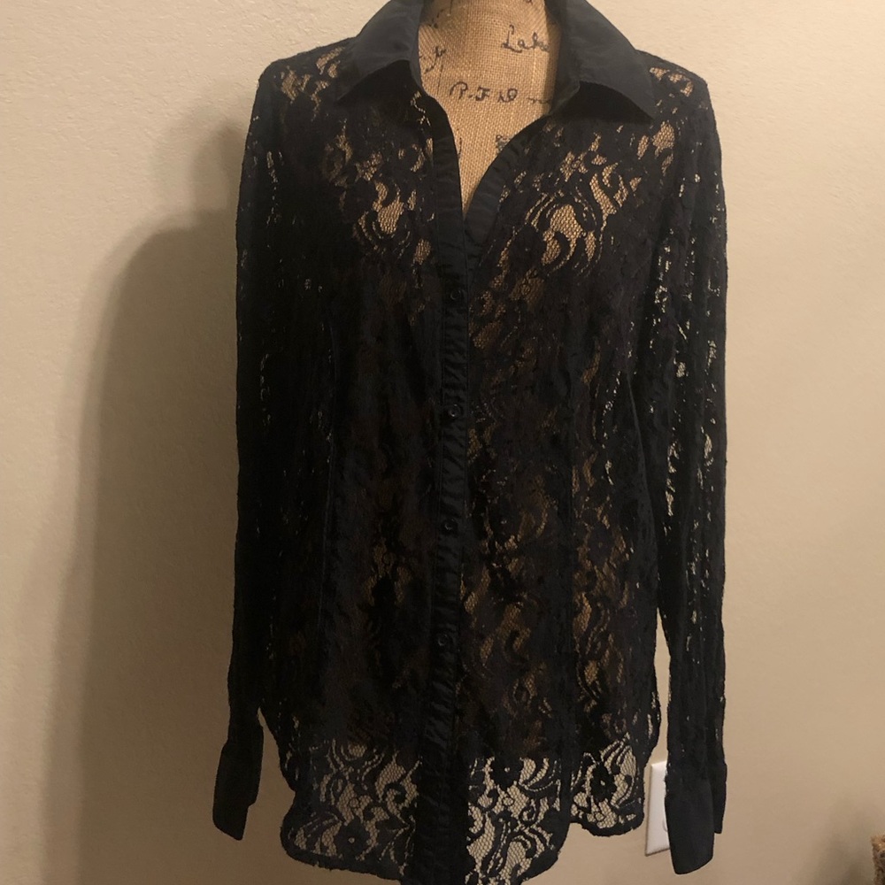 Lane Bryant Black Lace Top